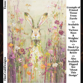 Papier Mousseline Lapin dans l'ombre des Fleurs sauvages Découpage E