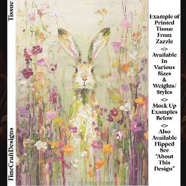 Papier Mousseline Lapin dans l'ombre des Fleurs sauvages Découpage E