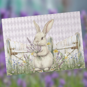 Papier Mousseline Lapin de Pâques avec Clôture Lavande Harlequin Vio