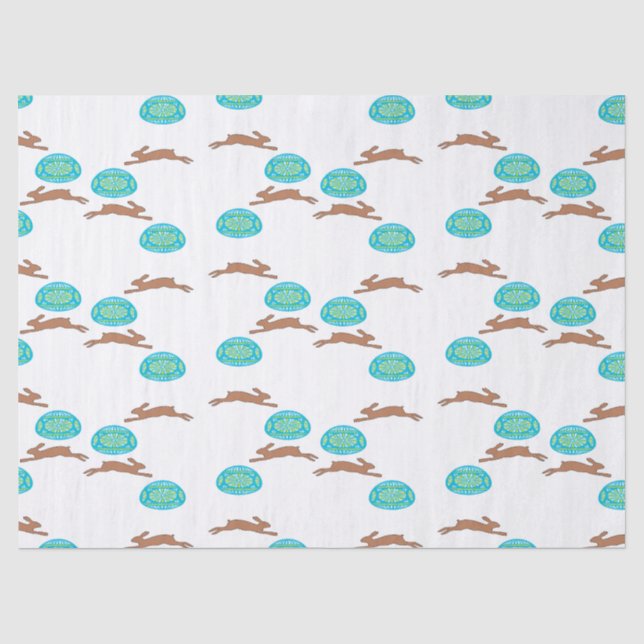 Papier Mousseline lapin de Pâques et oeufs en blanc (Recto)