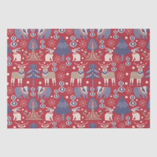 Papier Mousseline Lapin de rennes roux scandinave