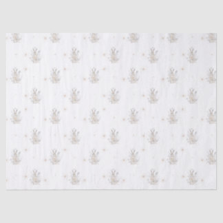 Papier Mousseline Lapin d'hiver avec fleurs d'hiver