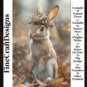 Papier Mousseline Lapin en sous-bois, fleurs, baies CF8 découpage