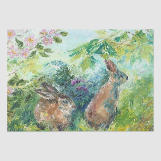 Papier Mousseline Lapin Lapin Pâques Printemps Été Oeuvre d'été (Recto)