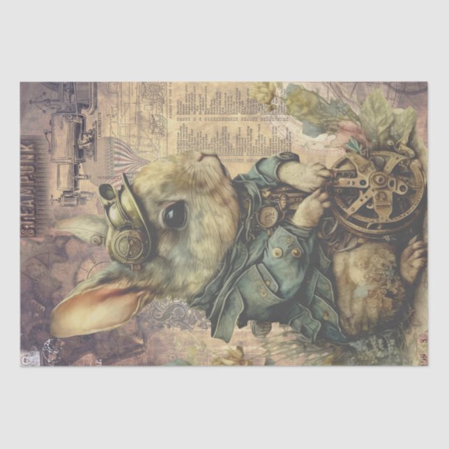 Papier Mousseline Lapin Lapin Steampunk (Recto)
