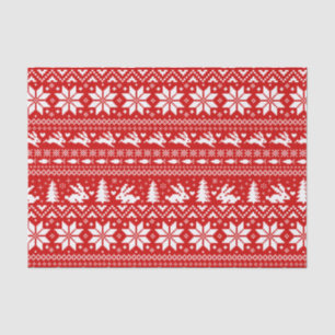 Papier Mousseline Lapin mignon lapins Rouge Vacances Motif Noël