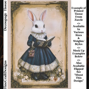 Papier Mousseline Lapin victorien habillé avec livre ER7R découpage