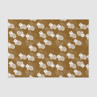 Papier Mousseline Lapins blancs bouffants sur Brown