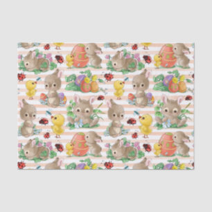 Papier Mousseline Lapins de Pâques et Poussins