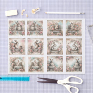 Papier Mousseline Lapins de Pâques pastel pour coquilles  Découpage