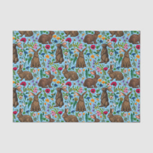 Papier Mousseline Lapins et fleur sauvage