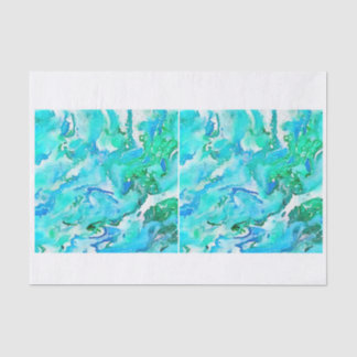 Papier Mousseline L'aquarelle de vagues d'eaux d'océan verdit le