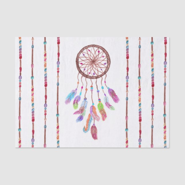 Papier Mousseline L'aquarelle peinte à la main Dreamcatcher perle la (Recto)