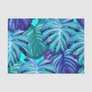 Papier Mousseline L'aquarelle tropicale part du pourpre de vert bleu