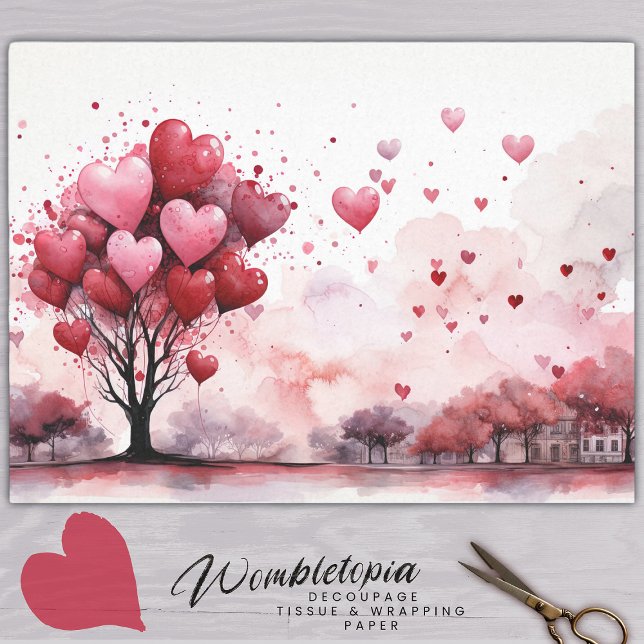 Papier Mousseline L'arbre à bulles de coeur Embrace de l'amour rose  (Créateur téléchargé)