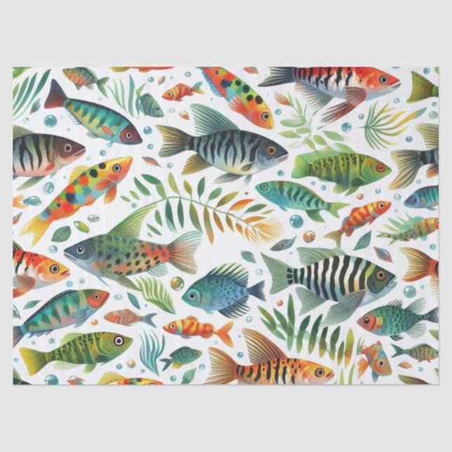 Papier Mousseline L'art coloré du poisson sous-marin (Recto)