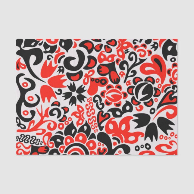 Papier Mousseline L'art populaire ukrainien motif floral abstact  (Recto)