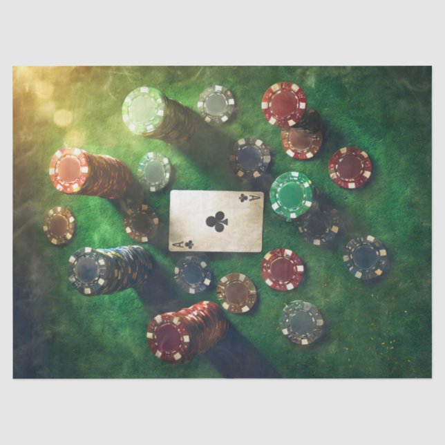 Papier Mousseline L'As des Clubs & Chips de Poker, Jeu (Recto)