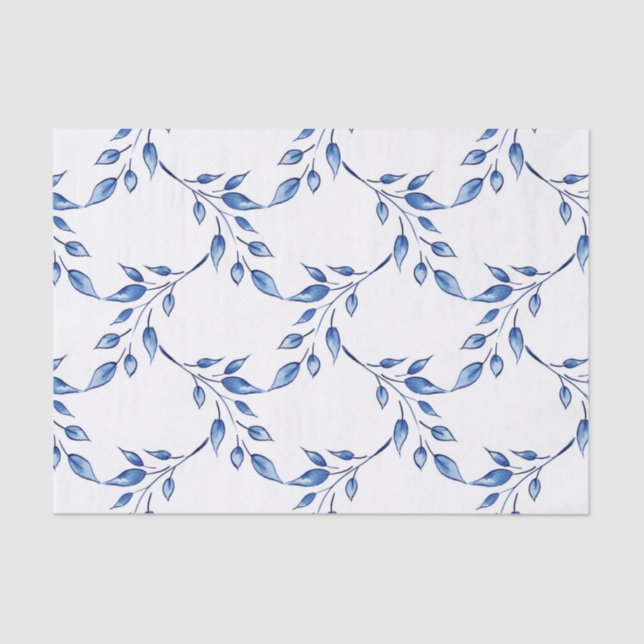 Papier Mousseline Lattice Indigo Leaf (Recto)