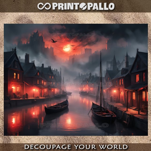 Papier Mousseline L'aube rouge sur les canaux d'Amsterdam (Créateur téléchargé)