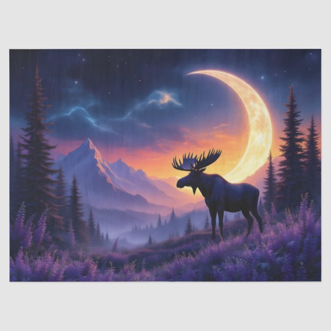 Papier Mousseline Lavande de lune crescent d'orignal nocturne (Recto)