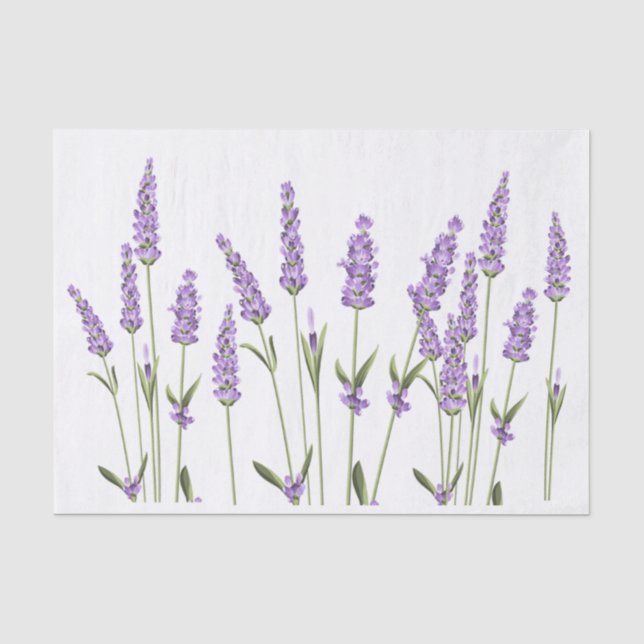 Papier Mousseline Lavande Fleurs Envelopper Papier Tissu (Recto)