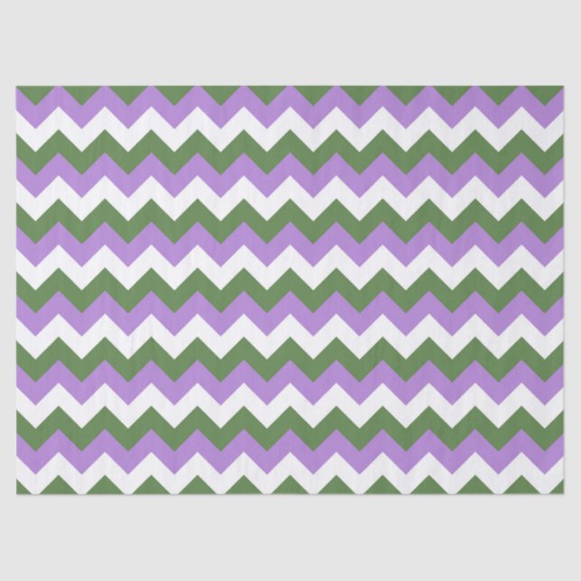 Papier Mousseline Lavande, vert et blanc Chevron Zigzag (Recto)