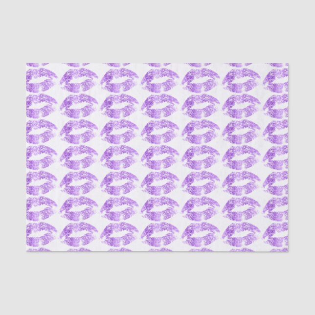 Papier Mousseline Lavender Parties scintillant lèvres Kiss Motif (Recto)