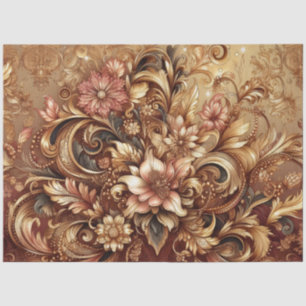Papier Mousseline Lavy Rose Gold Baroque Floral Decoupage