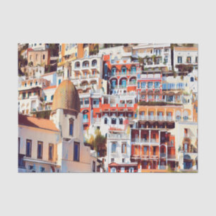 Papier Mousseline ldp POSITANO - ville - église Père Noël Maria Assu