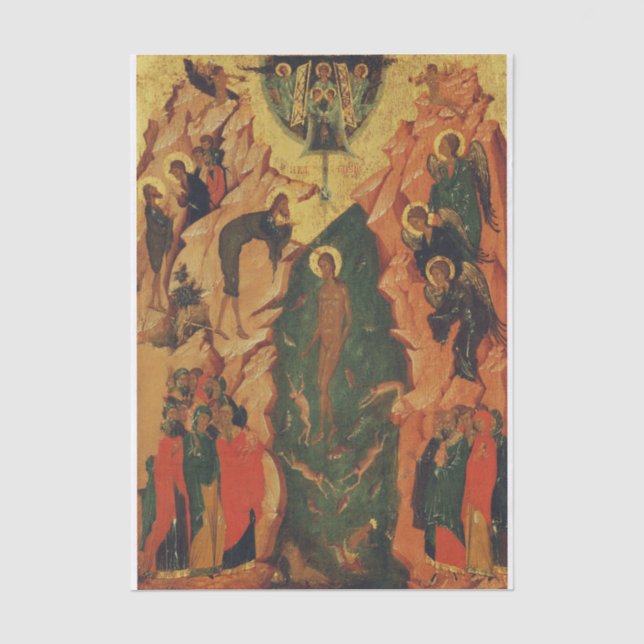Papier Mousseline Le baptême de Jésus-Christ icône byzantine (Recto)