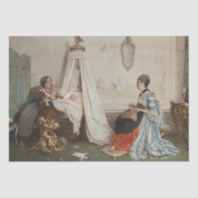 Papier Mousseline Le bébé dort (par Gerolamo Induno) (Recto)