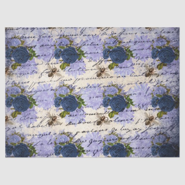 Papier Mousseline Le Blue Bee Series Design 11 Tissu Papier (Recto)