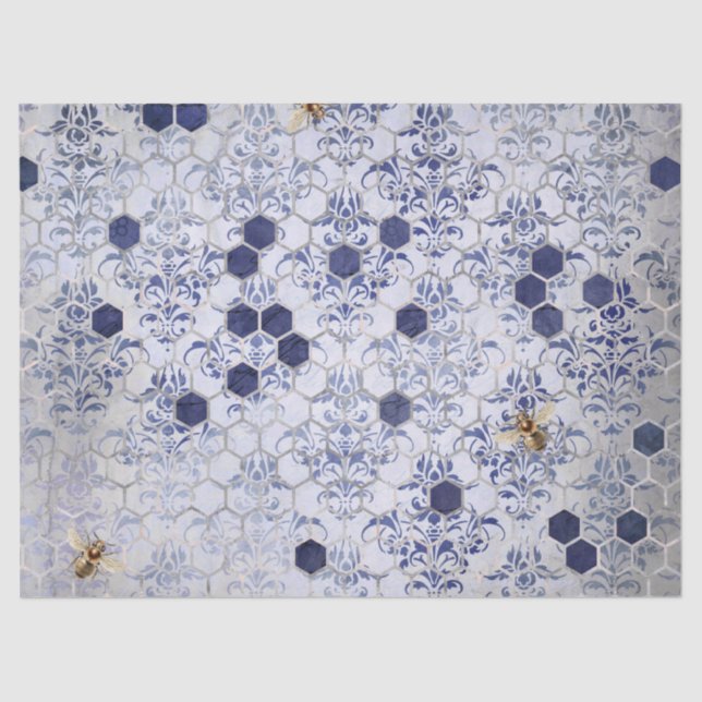 Papier Mousseline Le Blue Bee Series Design 13 Tissus Papier (Recto)