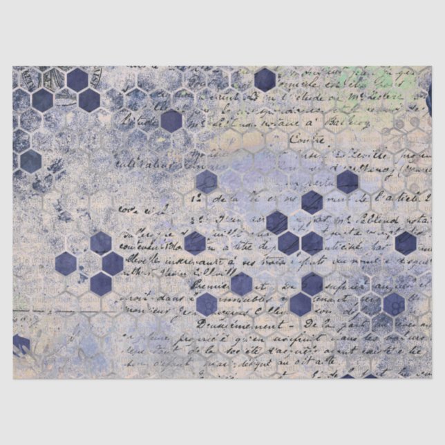 Papier Mousseline Le Blue Bee Series Design 18 Tissus Papier (Recto)
