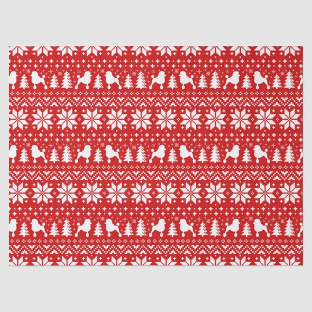 Papier Mousseline Le caniche standard silhouette le motif de Noël (Recto)