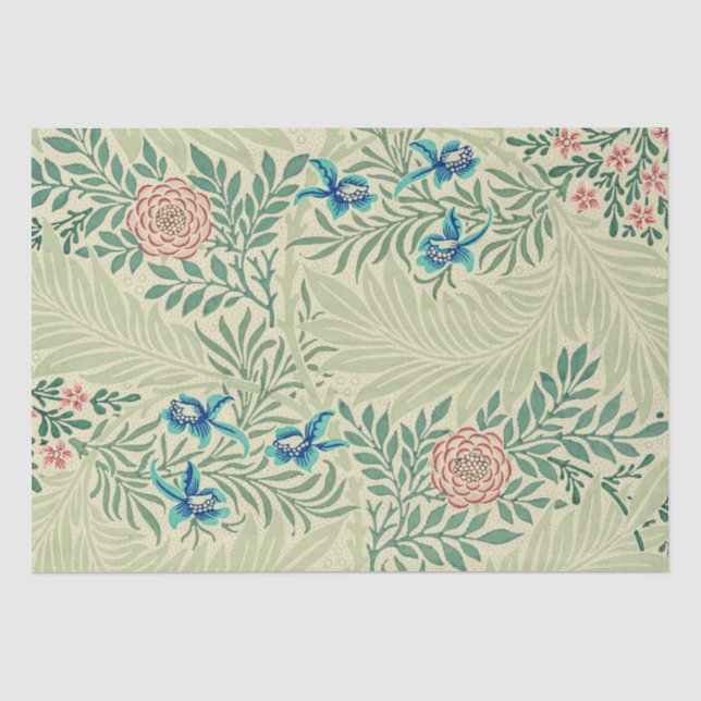 Papier Mousseline Le célèbre motif Larkspur de William Morris (Recto)
