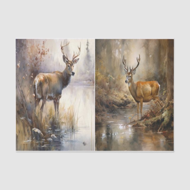 Papier Mousseline Le cerf dans le ruisseau (Recto)