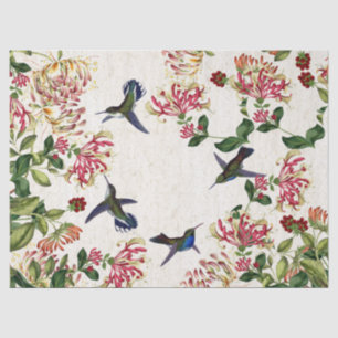 Papier Mousseline Le chèvrefeuille d'oiseaux de colibri fleurit le
