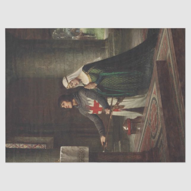 Papier Mousseline Le Dédication (Chevalier médiéval et Sa Dame) (Recto)