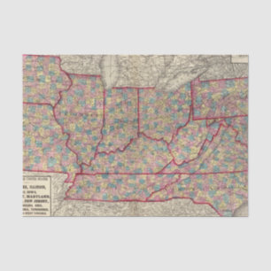Papier Mousseline Le Delaware, l'Illinois, l'Indiana, et l'Iowa