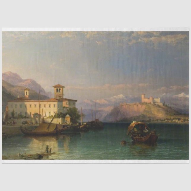 Papier Mousseline Le lac Majeur et le papier décolpage du château (Recto)