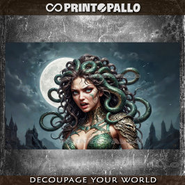 Papier Mousseline Le mythe de la Méduse au clair de lune avec ses se