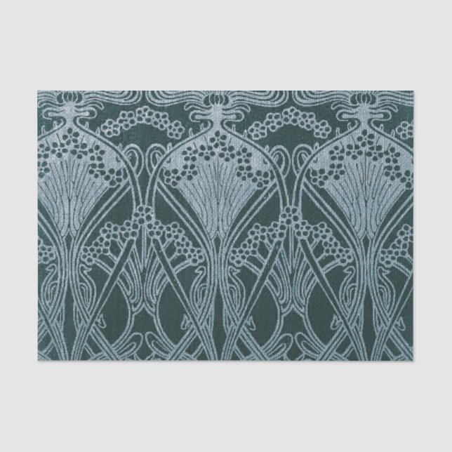 Papier Mousseline Le nouveau d'art, bleu de gris argenté, motif, (Recto)