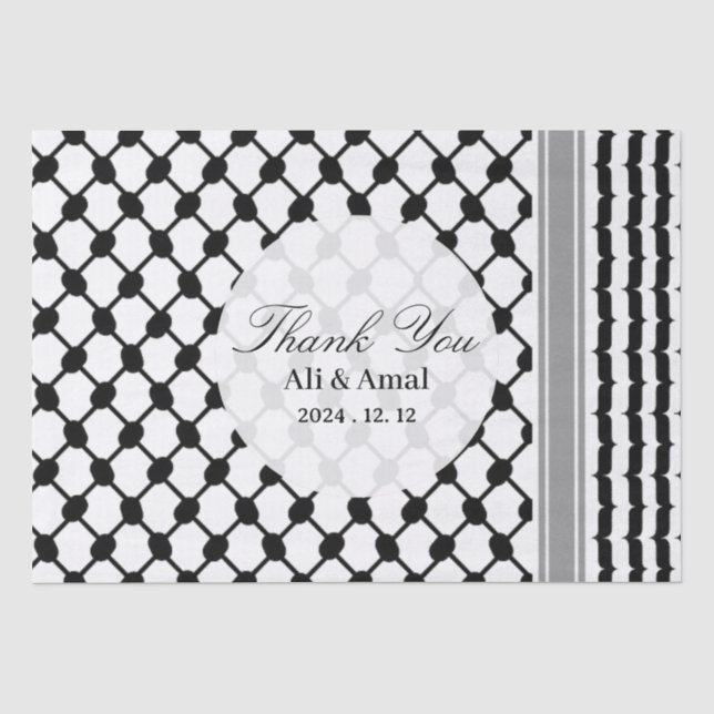 Papier Mousseline Le Palestinien Hatta Keffiyeh Mariage du Merci (Recto)