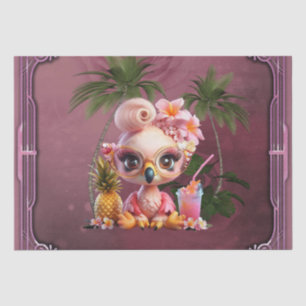 Papier Mousseline Le paradis rose, un flamant doux