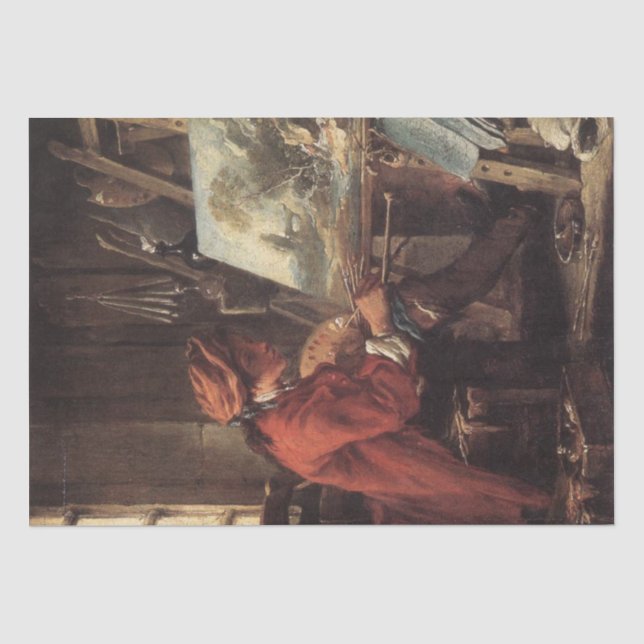 Papier Mousseline Le peintre dans son studio (par François Boucher) (Recto)