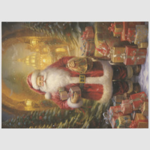 Papier Mousseline Le Père Noël géant tenant le cadeau de Noël