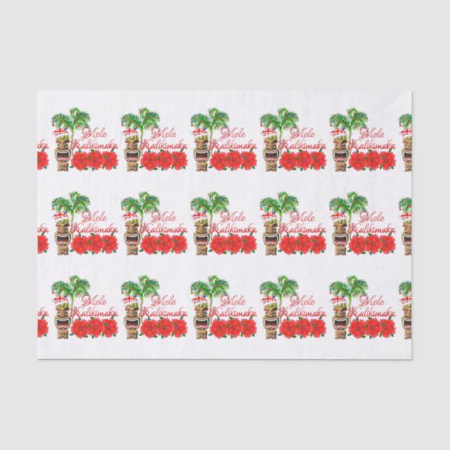 Papier Mousseline Le Père Noël Tiki Mele Kalikimaka (Recto)