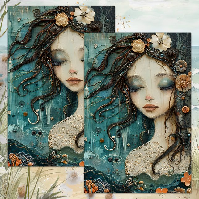 PAPIER MOUSSELINE LE PETIT PAPIER EN TISSU DE DÉCOUPAGE MERMAID (THE LITTLE MERMAID DECOUPAGE TISSUE PAPER)
